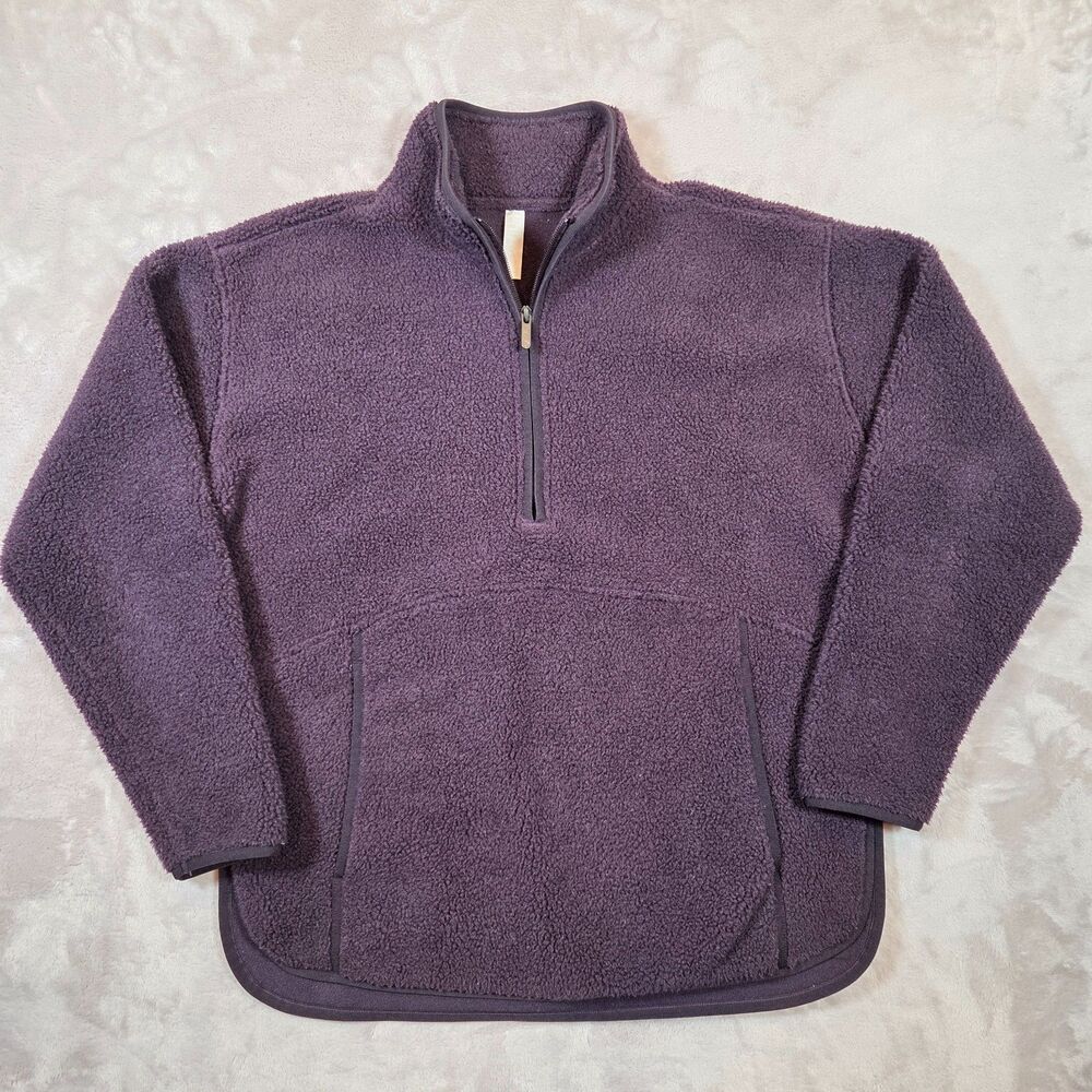 Zella Women's Small Purple Sherpa Fleece Quarter Zip Pullover Oversized Cozy